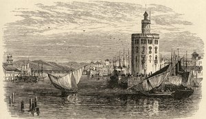 The Golden Tower, Sevilla, Spanien, från "Spanish Pictures" av pastor Samuel Manning, publicerad 1870 av English School